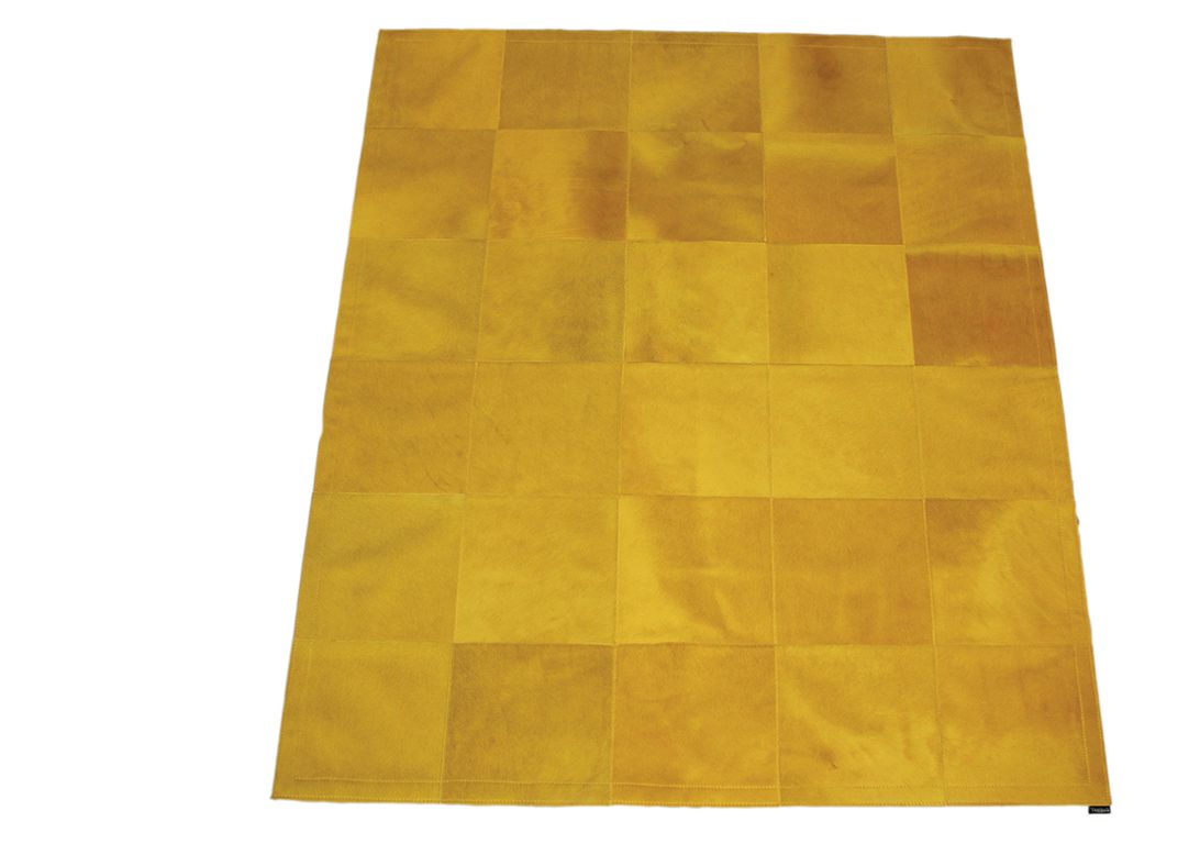 Tapis PEAU DE VACHE Maison Tergus, patchwork jaune