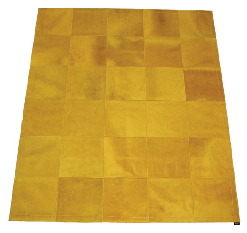 Tapis PEAU DE VACHE Maison Tergus, patchwork jaune