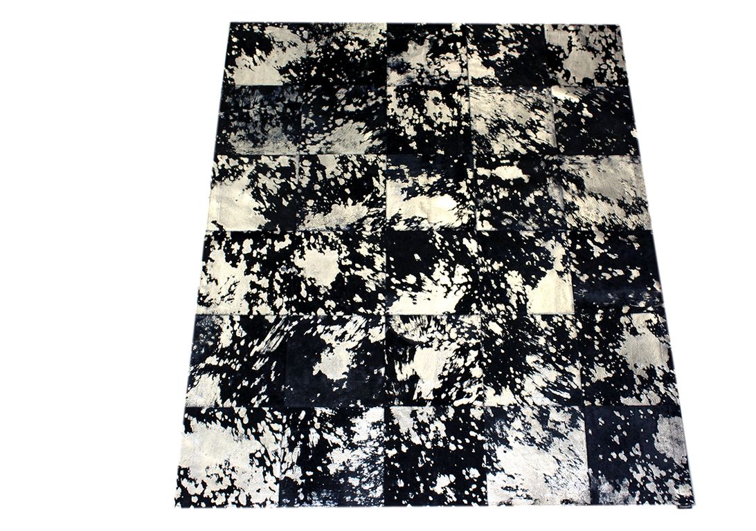 Tapis PEAU DE VACHE Maison Tergus, patchwork noir et blanc