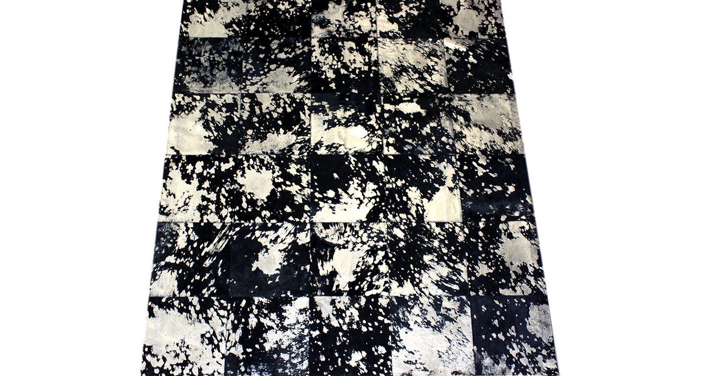 Tapis PEAU DE VACHE Maison Tergus, patchwork noir et blanc