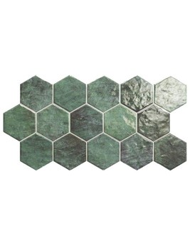 Faïence MARRAKESH, aspect zellige vert, dim 26.50 x 51.00 cm