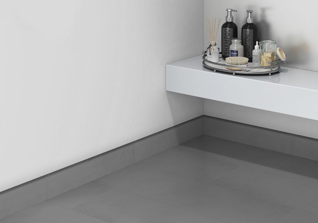 Plinthe carrelage PL RODEO, aspect béton gris foncé, h 7.00 x L 60.00 cm