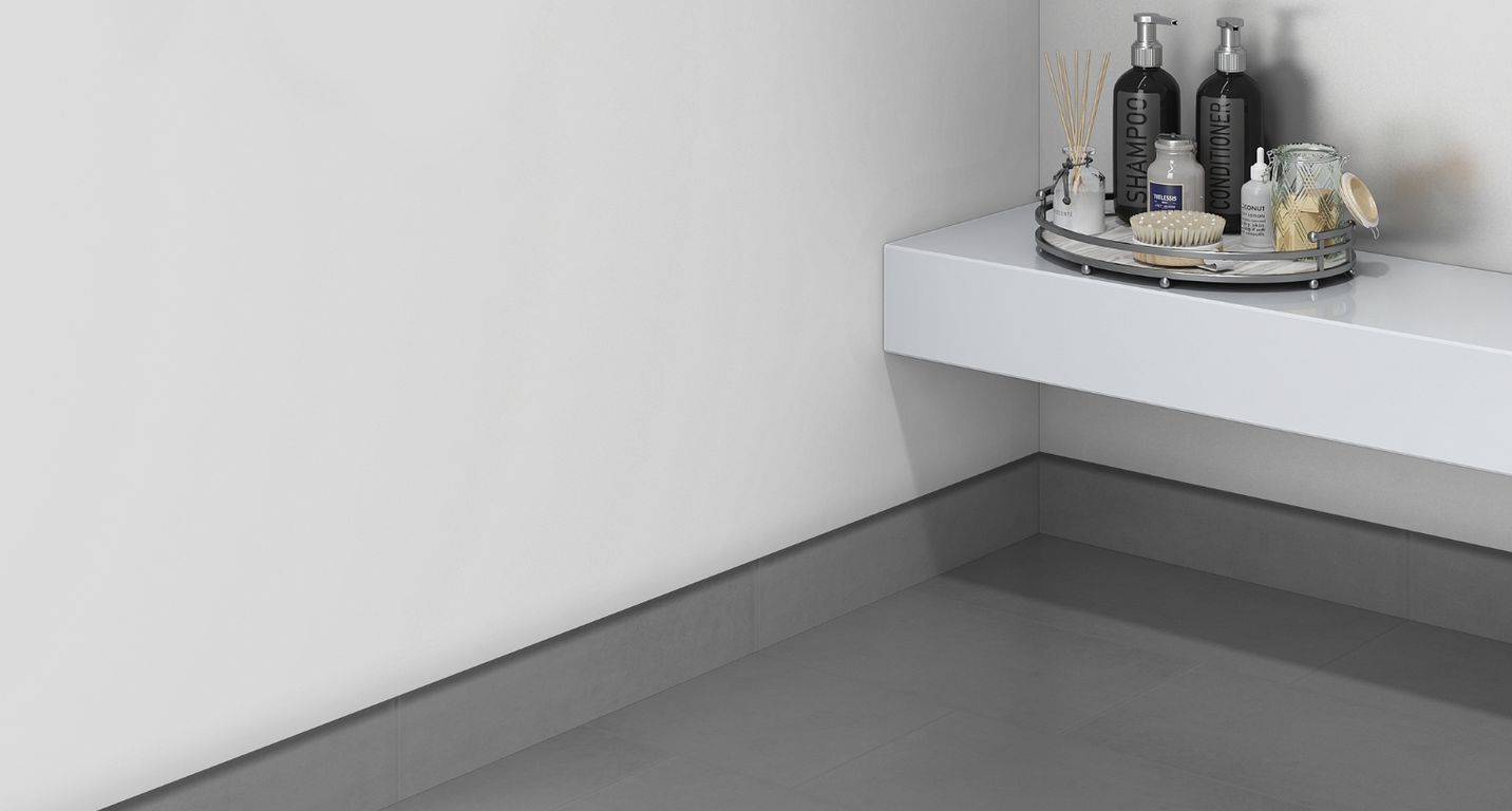 Plinthe carrelage PL RODEO, aspect béton gris foncé, h 7.00 x L 60.00 cm