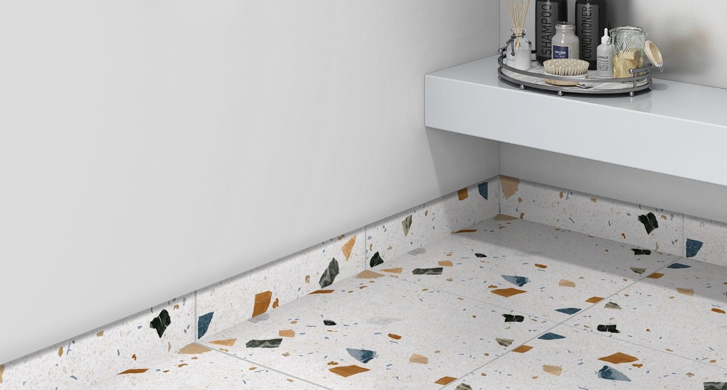 Plinthe carrelage PL TERRA XXL, aspect terrazzo multicolore, h 7.00 x L 60.00 cm