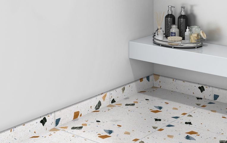 Plinthe carrelage PL TERRA XXL, aspect terrazzo multicolore, h 7.00 x L 60.00 cm