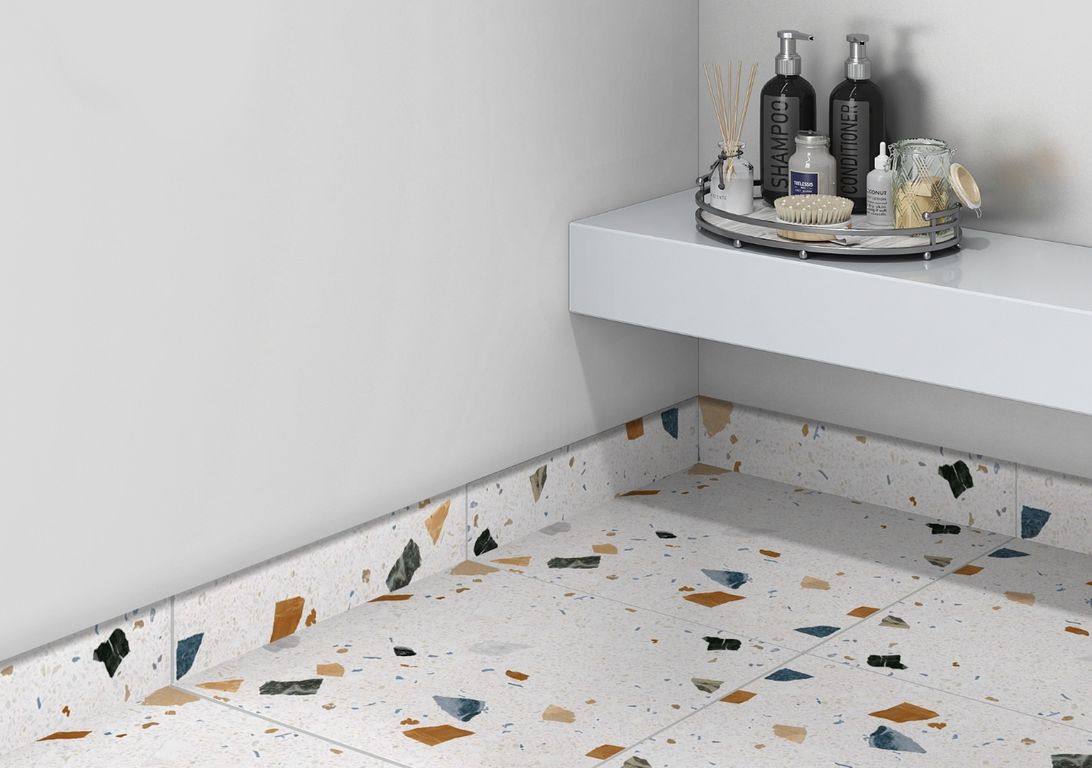 Plinthe carrelage PL TERRA XXL, aspect terrazzo multicolore, h 7.00 x L 80.00 cm