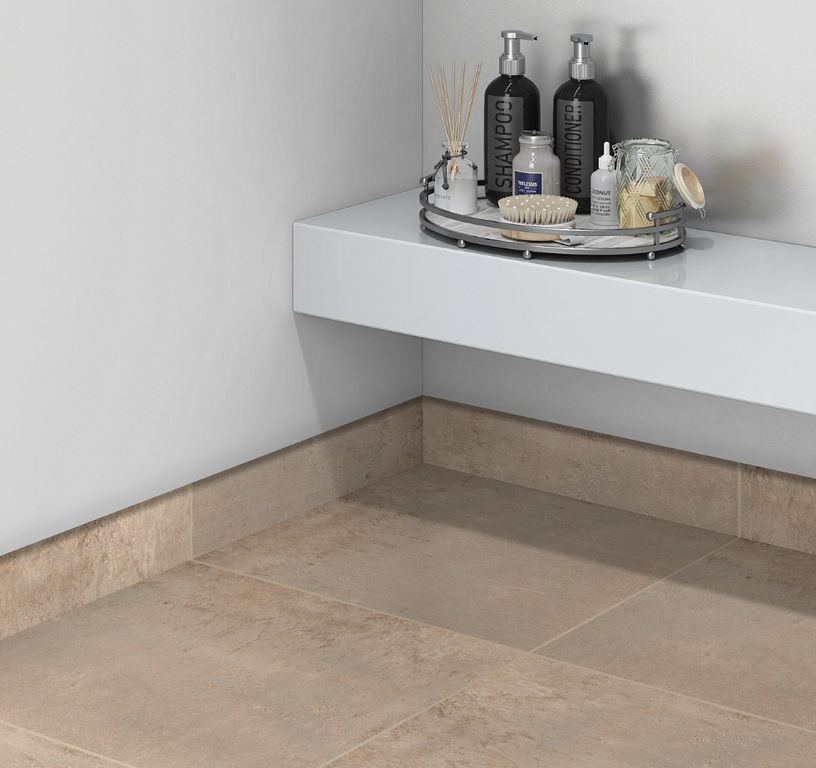 Plinthe carrelage PL STONE, aspect pierre beige, h 7.00 x L 60.00 cm