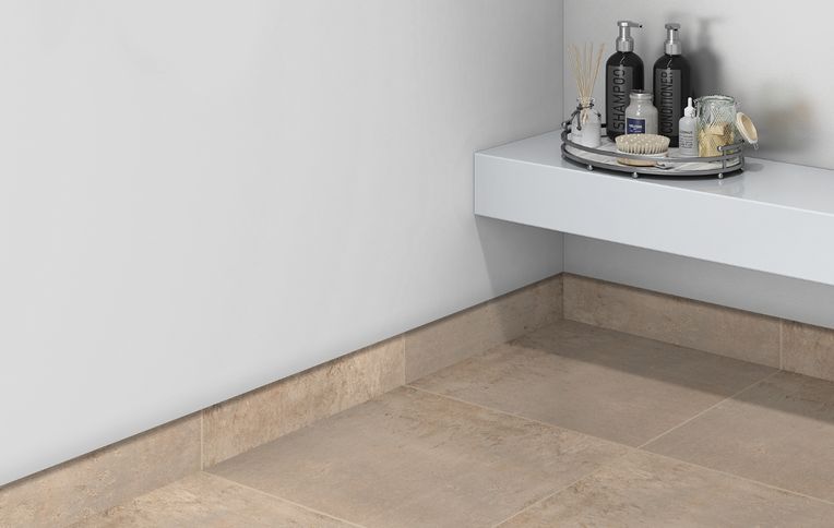 Plinthe carrelage PL STONE, aspect pierre beige, h 7.00 x L 60.00 cm