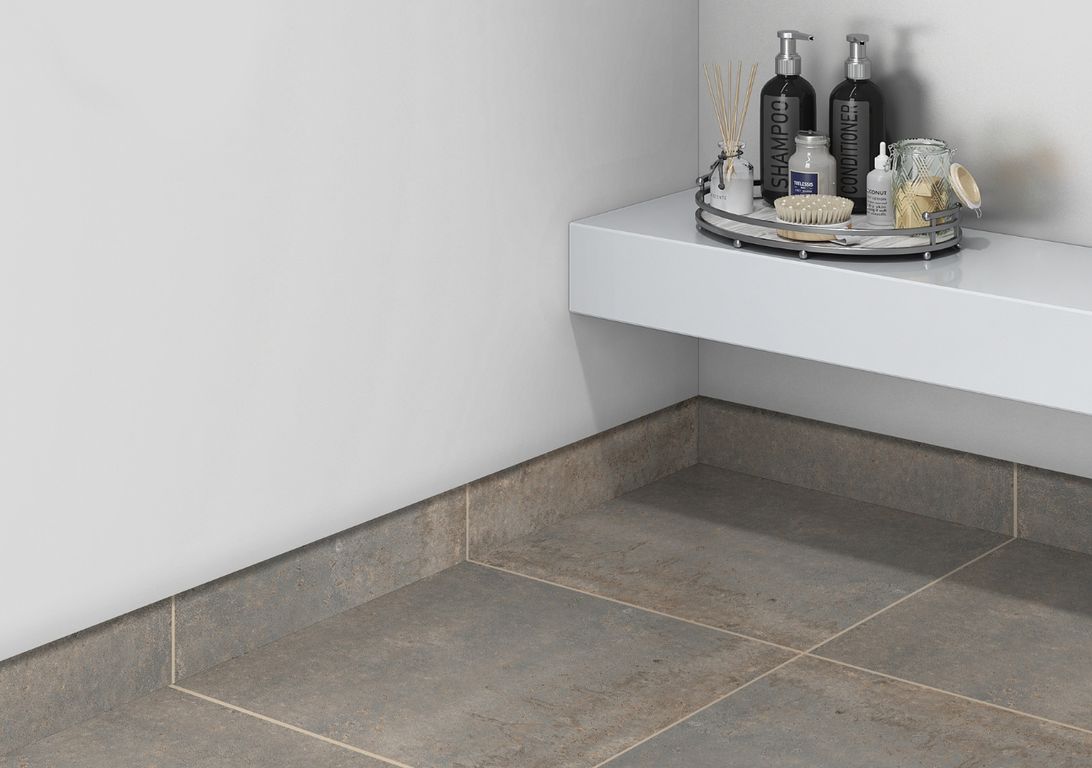 Plinthe carrelage PL STONE, aspect pierre gris, h 7.00 x L 60.00 cm