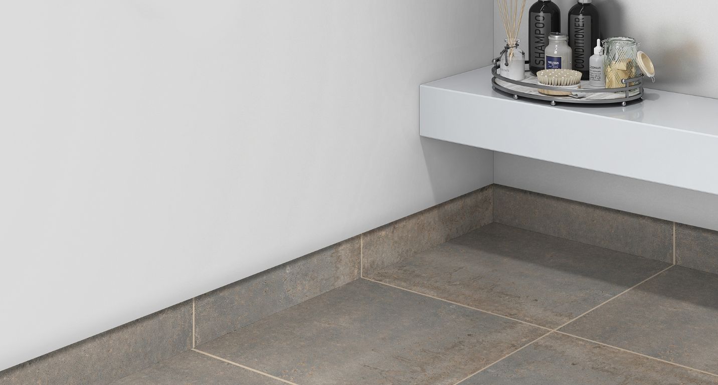 Plinthe carrelage PL STONE, aspect pierre gris, h 7.00 x L 60.00 cm