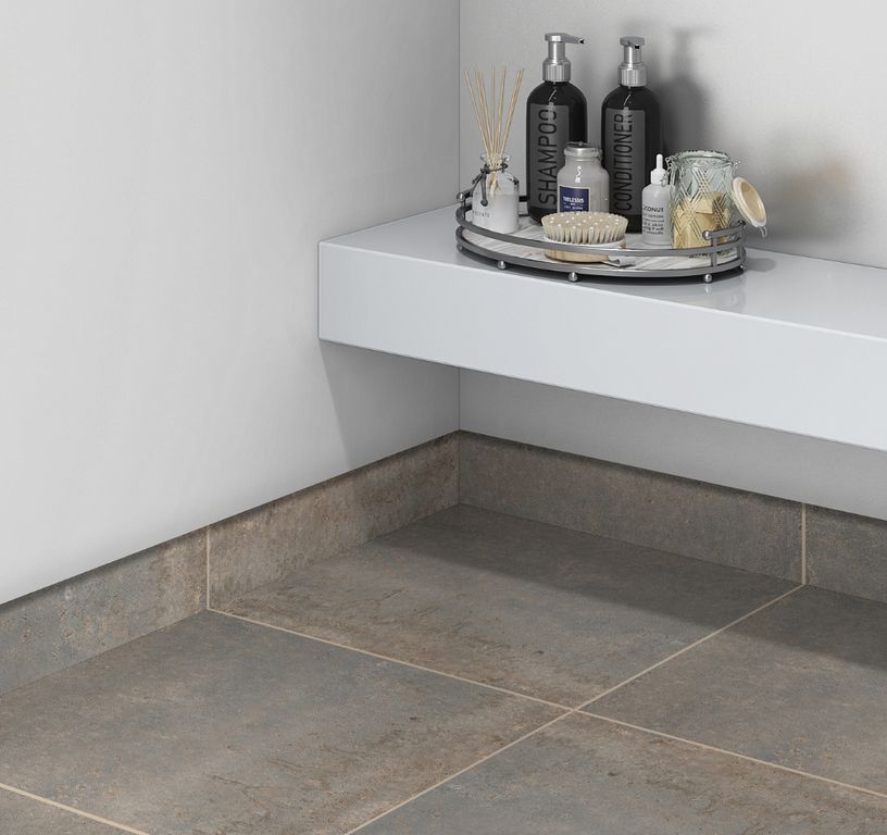 Plinthe carrelage PL STONE, aspect pierre gris, h 7.00 x L 60.00 cm