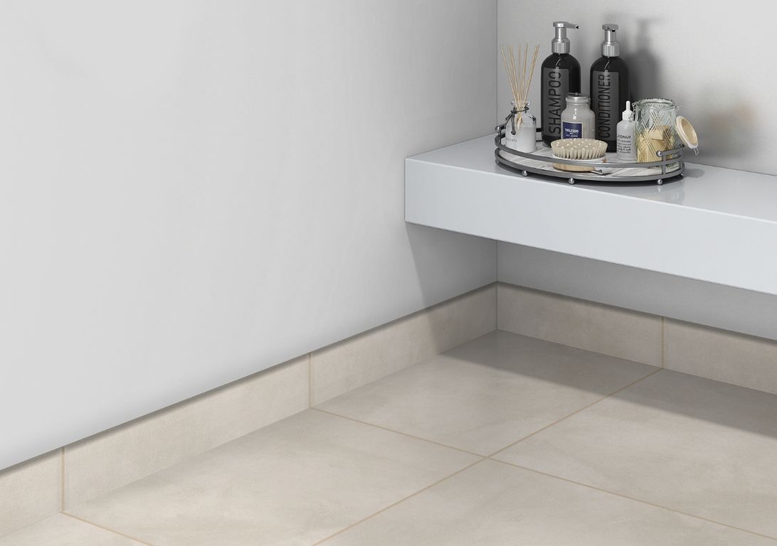 Plinthe carrelage PL SATIN, aspect béton beige, h 7.00 x L 71.00 cm