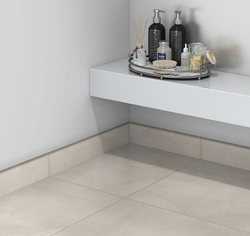 Plinthe carrelage PL SATIN, aspect béton beige, h 7.00 x L 71.00 cm