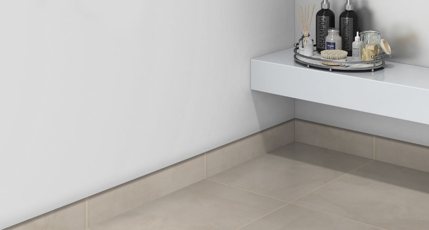 Plinthe carrelage PL SATIN, aspect béton marron, h 7.00 x L 71.00 cm