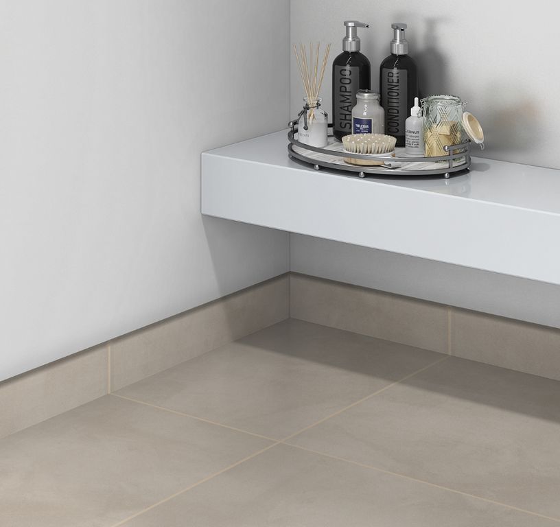Plinthe carrelage PL SATIN, aspect béton marron, h 7.00 x L 71.00 cm
