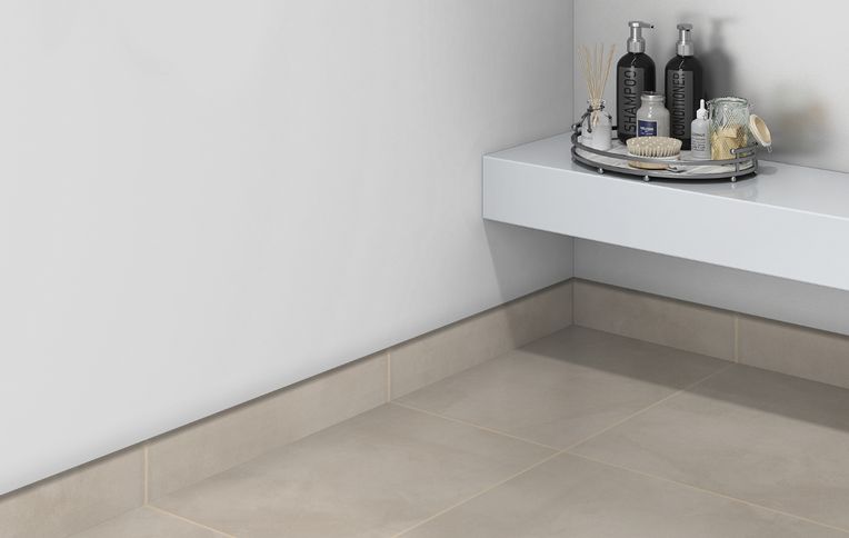 Plinthe carrelage PL SATIN, aspect béton marron, h 7.00 x L 71.00 cm