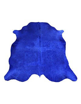 Tapis VACHE TEINTEE Tergus, peau de bête  bleu, dim 1.90 x 2.10 m
