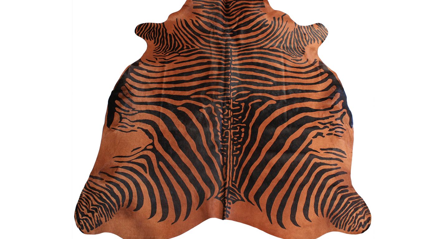 Tapis IMPRIME ZEBRE Maison Tergus, peau de bête  cuivre, dim 1.90 x 2.10 m