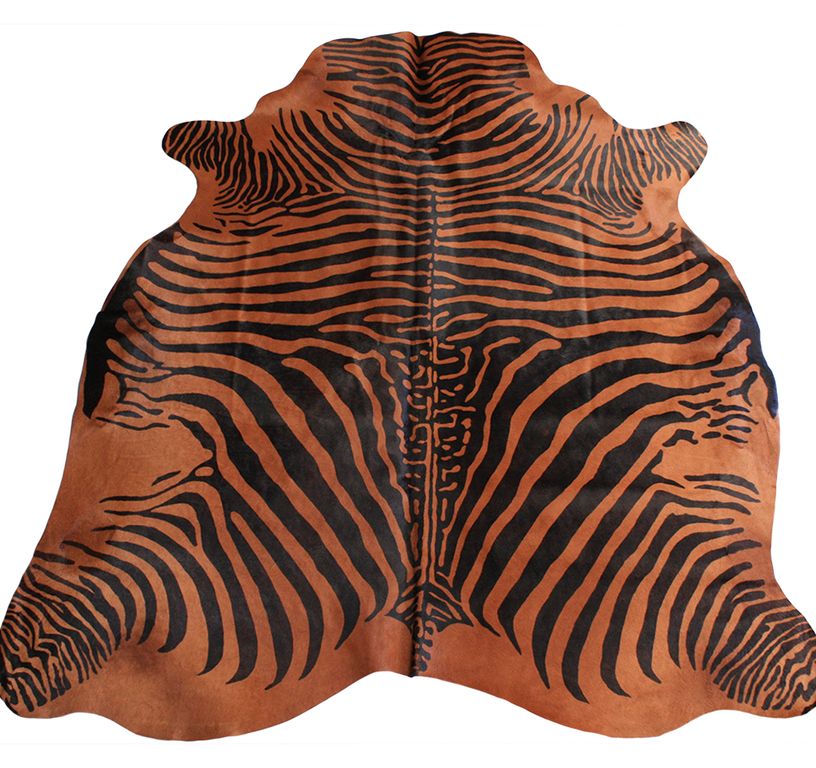 Tapis IMPRIME ZEBRE Maison Tergus, peau de bête  cuivre, dim 1.90 x 2.10 m