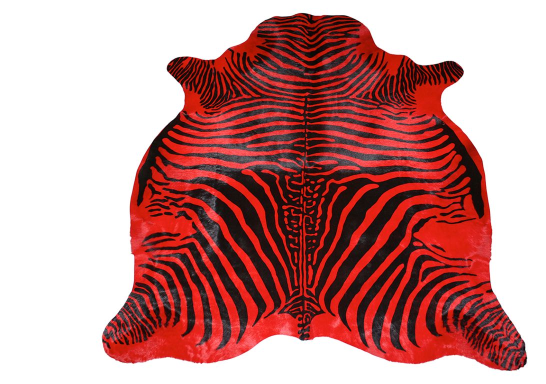 Tapis IMPRIME ZEBRE Maison Tergus, peau de bête  rouge, dim 1.90 x 2.10 m