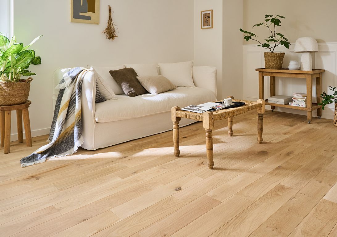 Parquet massif MASSIF 150 CHENE AUTHENTIQUE , chêne naturel, verni, larg. 15.00 cm