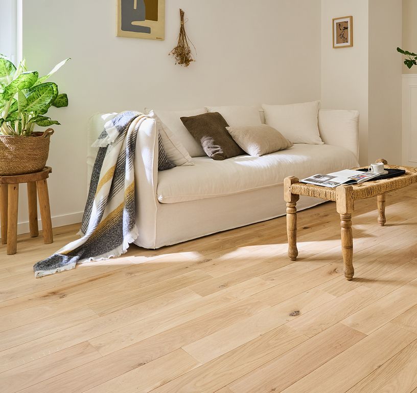 Parquet massif MASSIF 150 CHENE AUTHENTIQUE , chêne naturel, verni, larg. 15.00 cm