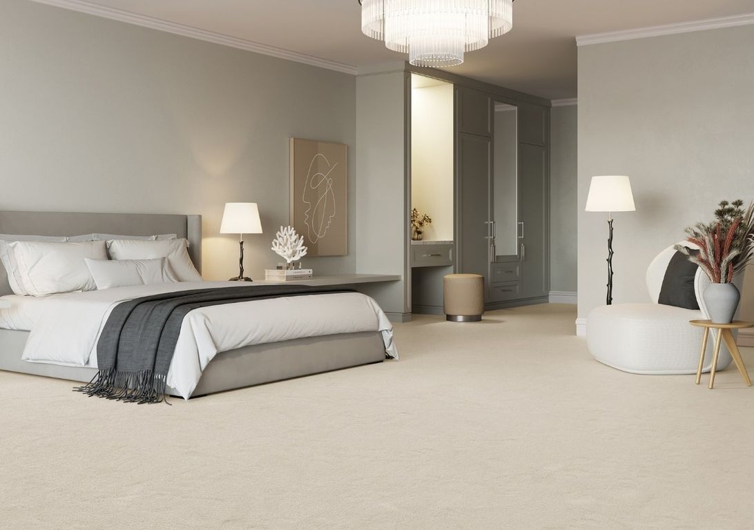 Moquette velours SUSPENSE 4, col ivoire, rouleau 4.00 m