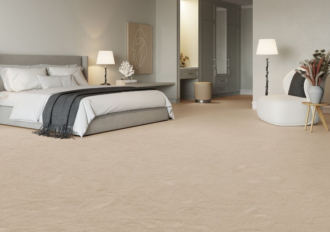 Moquette velours SUSPENSE 4, col beige, rouleau 4.00 m