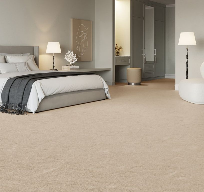 Moquette velours SUSPENSE 4, col beige, rouleau 4.00 m