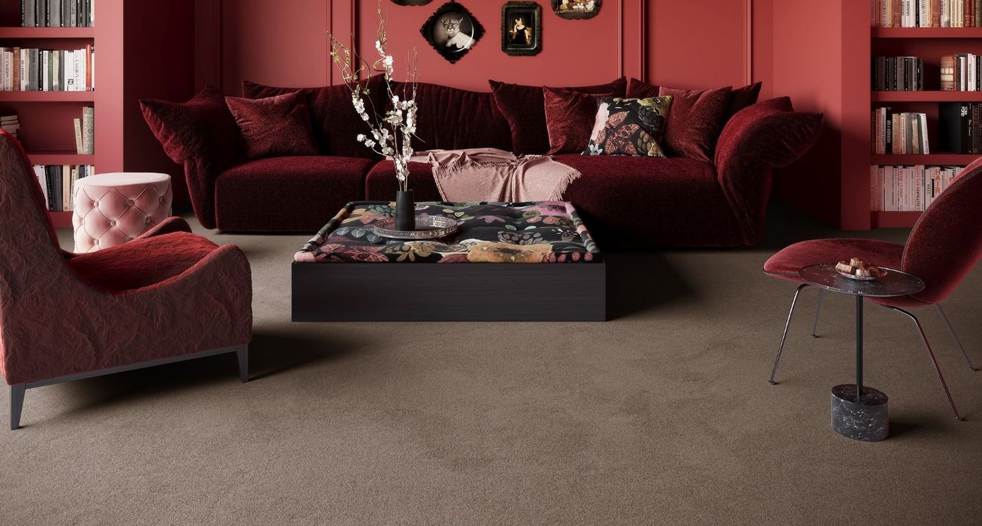 Moquette velours SUSPENSE 4, col marron glacé, rouleau 4.00 m