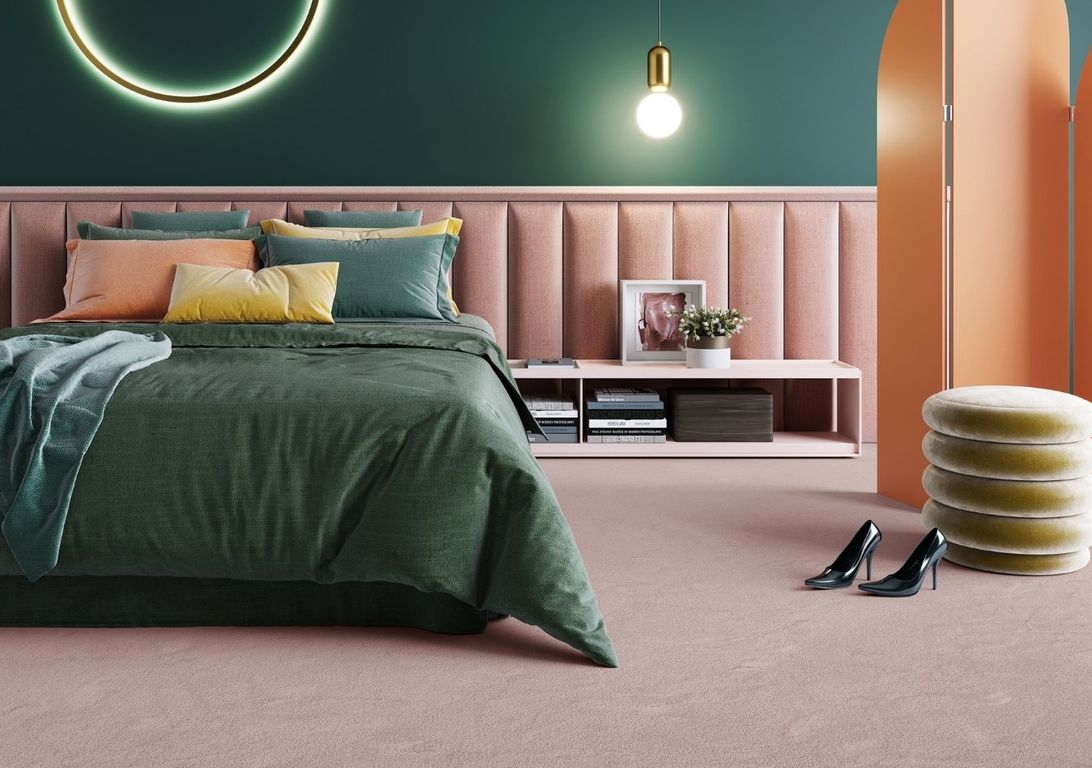 Moquette velours SUSPENSE 4, col rose, rouleau 4.00 m