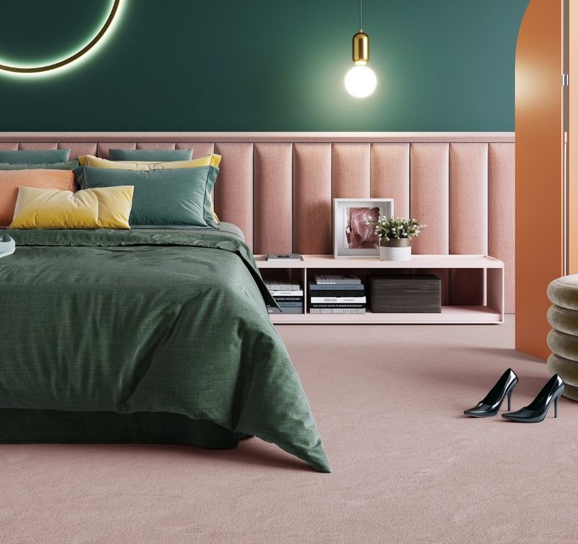 Moquette velours SUSPENSE 4, col rose, rouleau 4.00 m