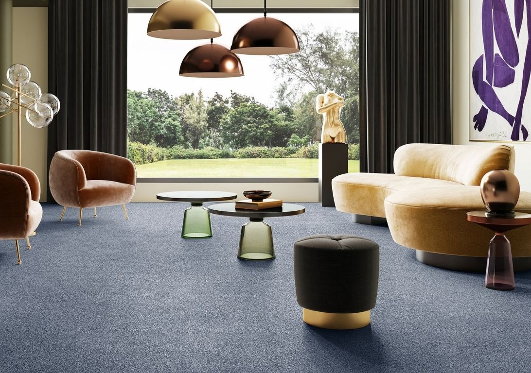 Moquette shaggy SECRET NEW 5M, col bleu, rouleau 5.00 m