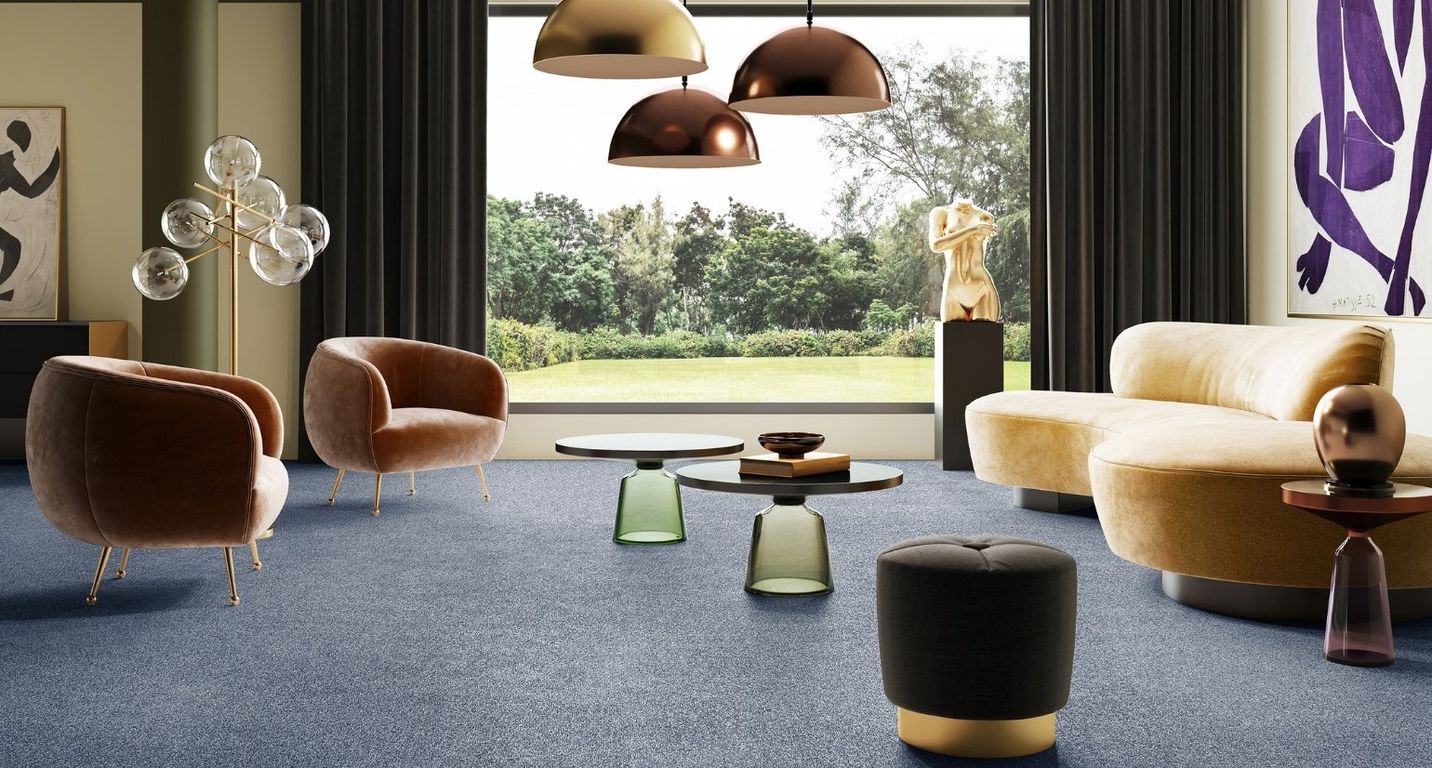 Moquette shaggy SECRET NEW 5M, col bleu, rouleau 5.00 m