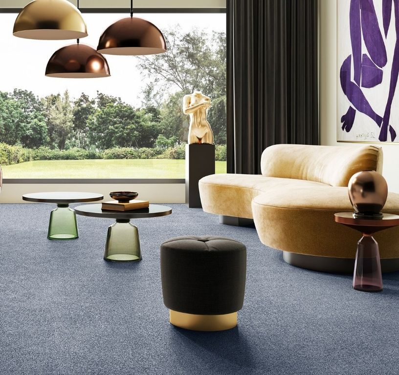 Moquette shaggy SECRET NEW 5M, col bleu, rouleau 5.00 m