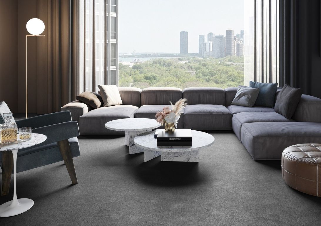 Moquette shaggy SATISFACTION 4M, col gris foncé, rouleau 4.00 m