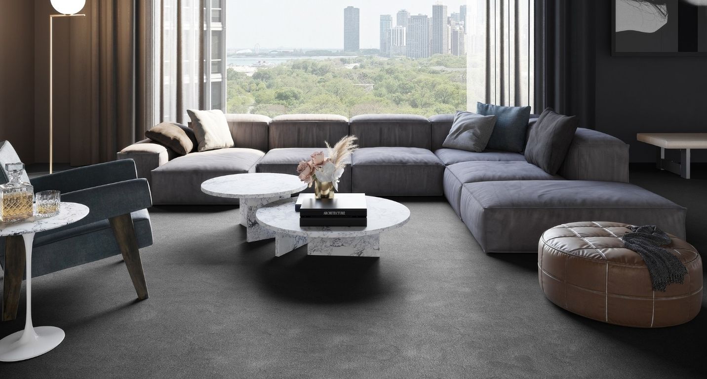 Moquette shaggy SATISFACTION 4M, col gris foncé, rouleau 4.00 m