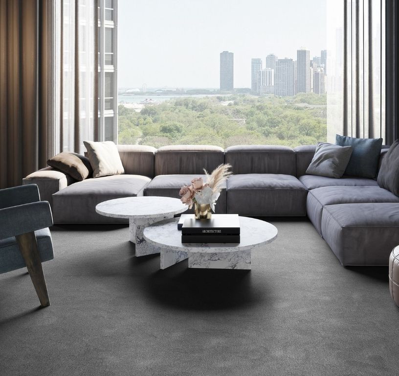 Moquette shaggy SATISFACTION 4M, col gris foncé, rouleau 4.00 m