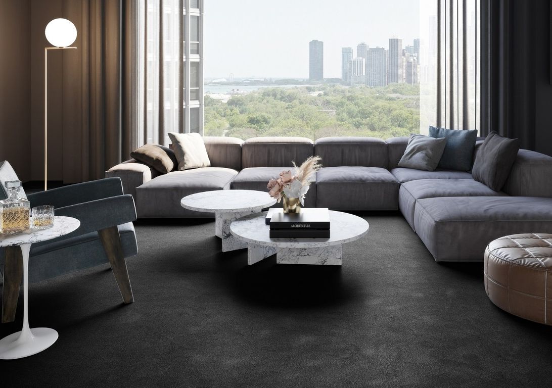 Moquette shaggy SATISFACTION 4M, col noir, rouleau 4.00 m