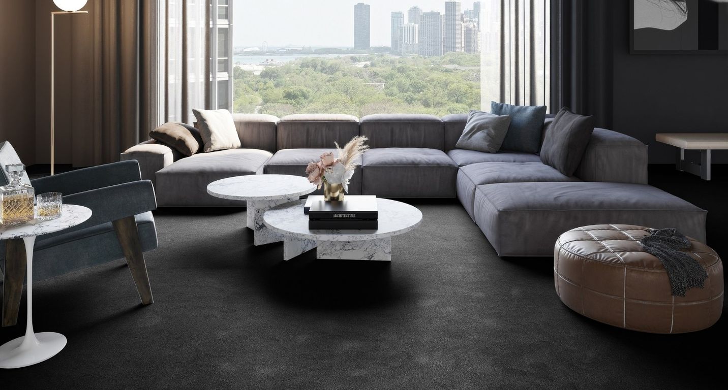 Moquette shaggy SATISFACTION 4M, col noir, rouleau 4.00 m