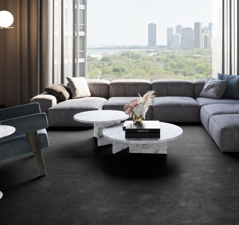 Moquette shaggy SATISFACTION 4M, col noir, rouleau 4.00 m