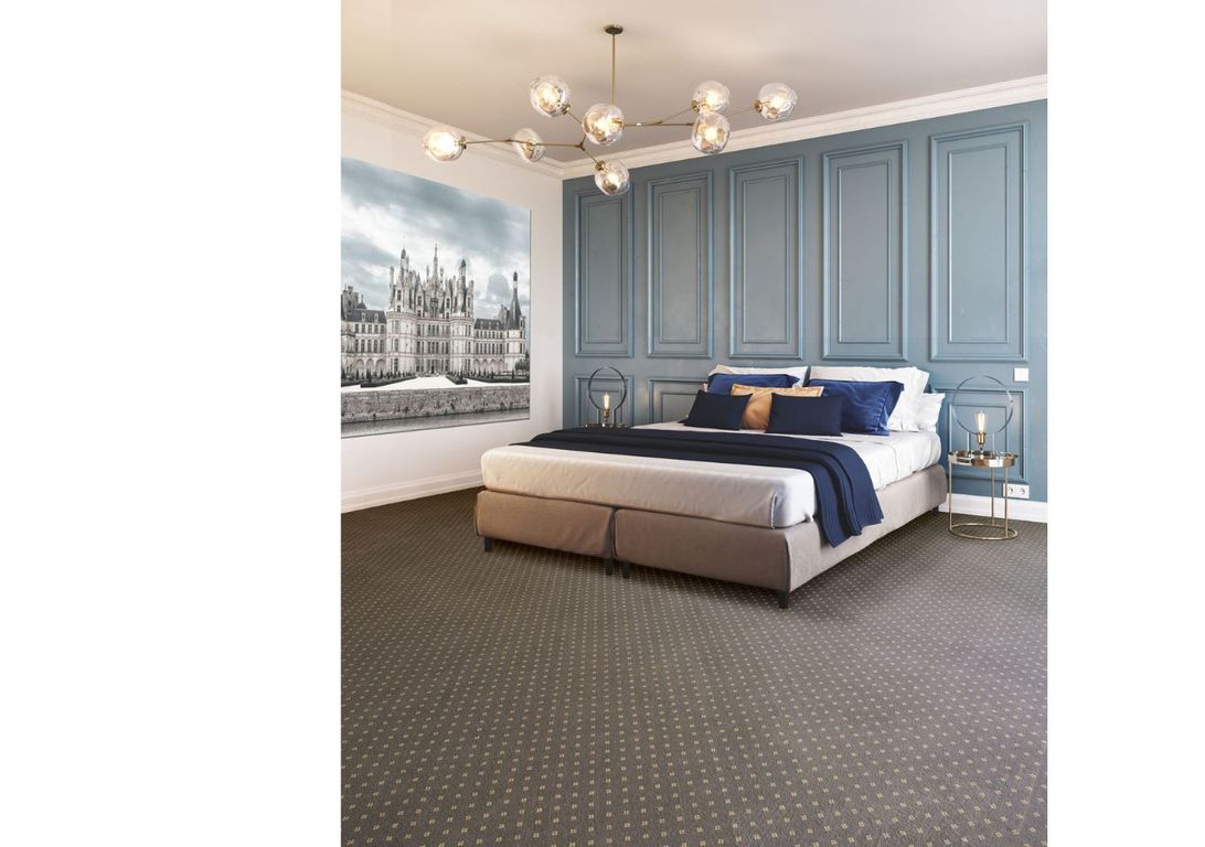 Moquette imprimée CHOPIN AB4, col gris acier, rouleau 4.00 m