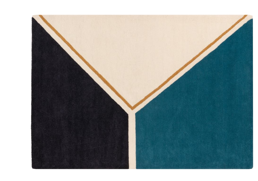 Tapis VADIM , géométrique  bleu noir beige