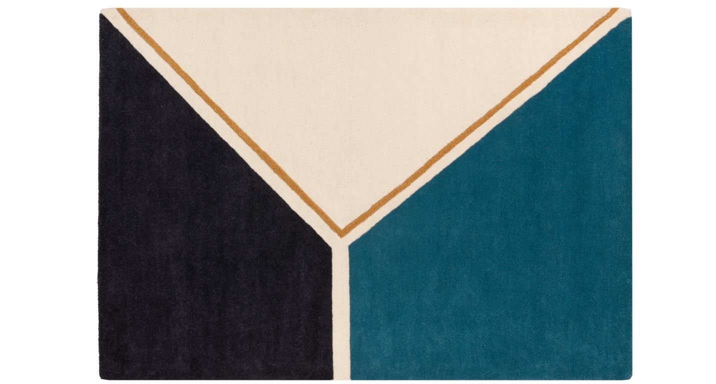 Tapis VADIM , géométrique  bleu noir beige