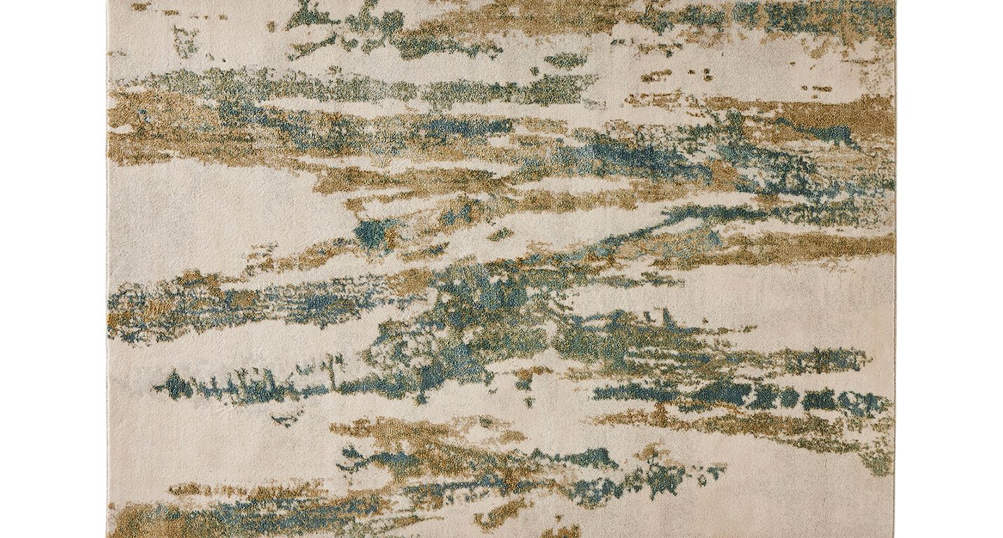 Tapis NOVELA , effacé  beige bleu jaune