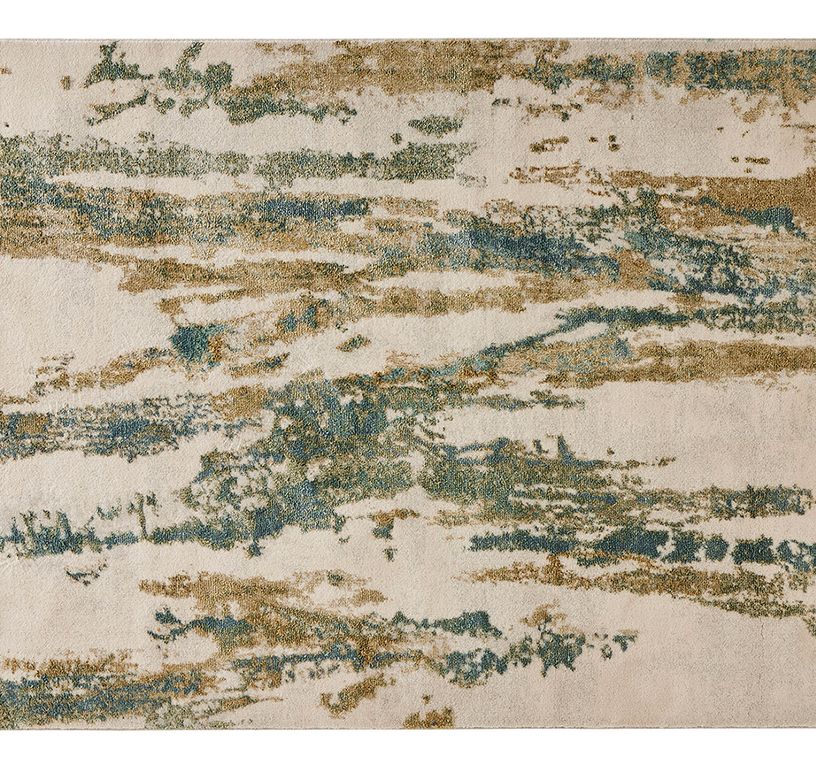 Tapis NOVELA , effacé  beige bleu jaune