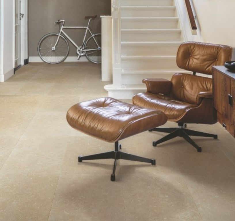 Sol stratifié QS MUSE Quick Step, aspect Carrelage Calcaire, dalle 39.60 x 120.00 cm