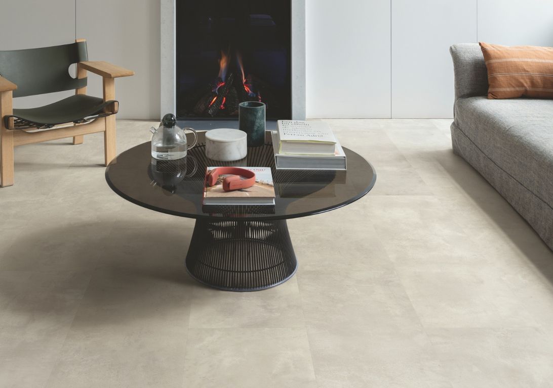 Sol stratifié QS MUSE Quick Step, aspect Carrelage Béton teinté, dalle 39.60 x 120.00 cm