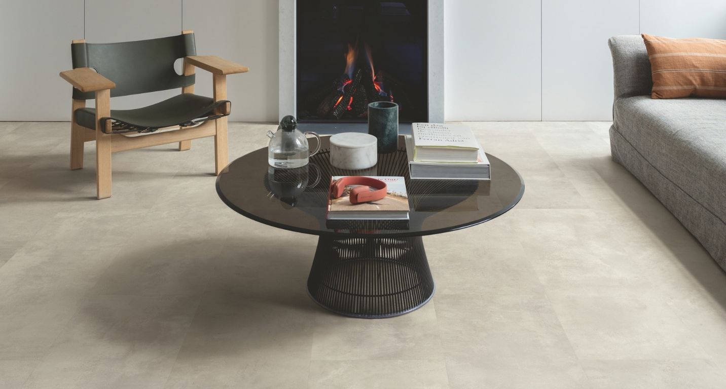 Sol stratifié QS MUSE Quick Step, aspect Carrelage Béton teinté, dalle 39.60 x 120.00 cm