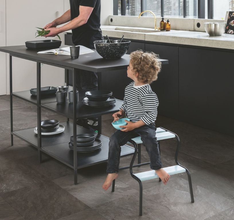 Sol stratifié QS MUSE Quick Step, aspect Carrelage Ardoise grise, dalle 39.60 x 120.00 cm